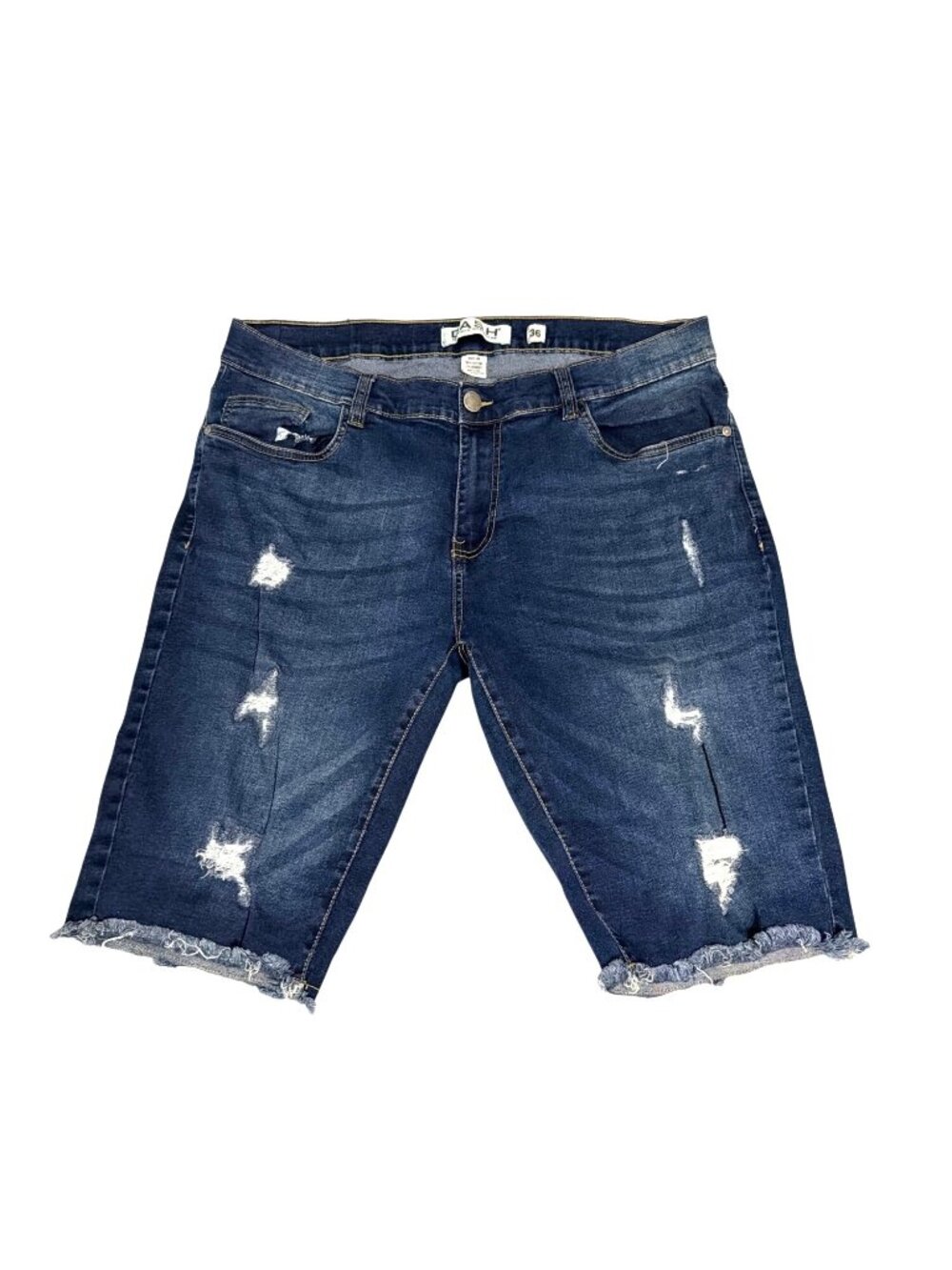 Dash Mens Distressed Denim Shorts Size 36 Raw Hem Blue Casual Cotton Blend